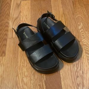 Black strappy platform sandals